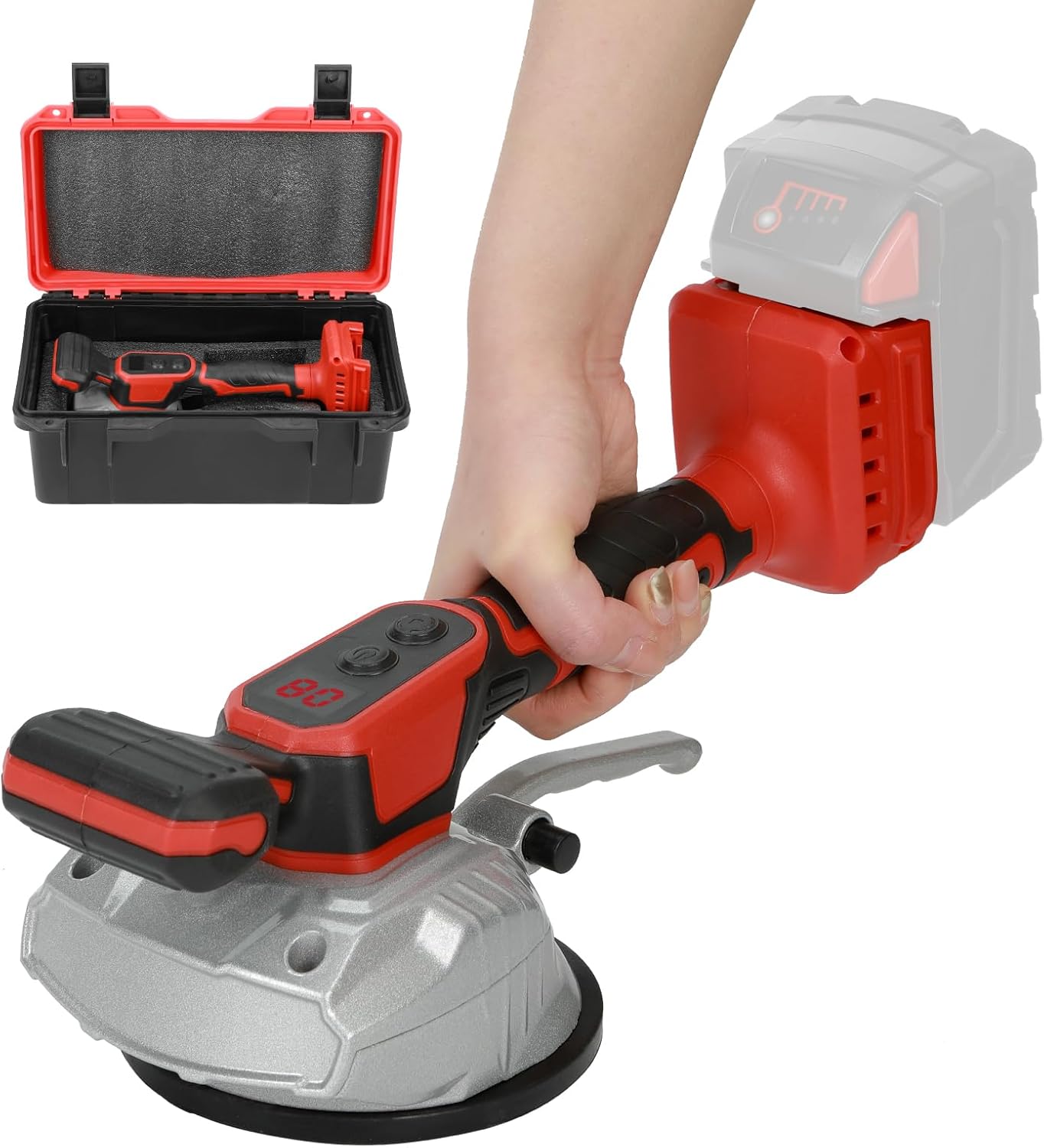 Cordless Tile Vibration Leveling Machine for Dewalt 20V Battery, Portable Tile Vibrator Tool with 8 Adjustable Speed Digital Display for Floor Wall (Battery Not Included)