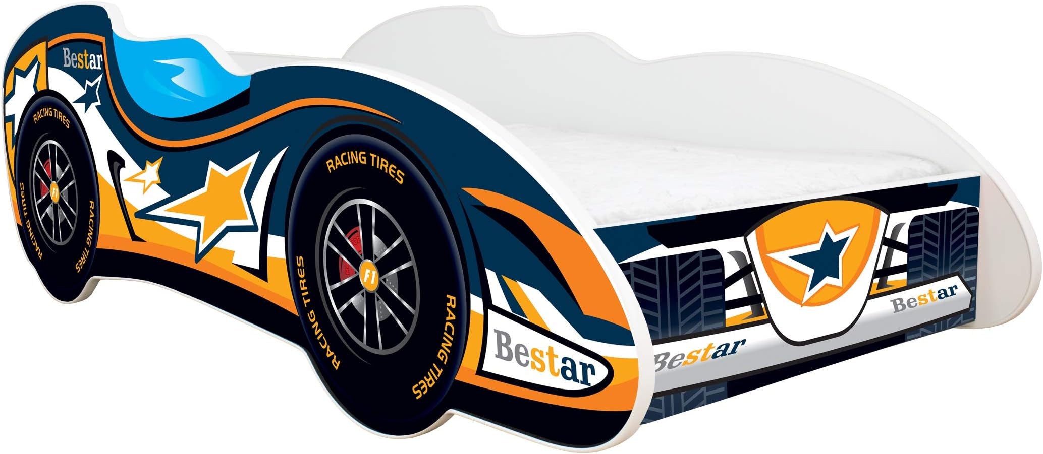 Topbeds Children's bed FORMULA 1 140x70cm, Bestar, with Foam mattress, Beech wood frame, Sturdy construction, Safe, Comfortable, Unique Design