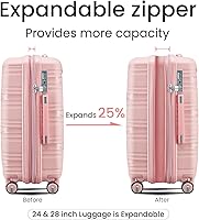 Vista 180 de Merax Equipaje, maleta extensible rígida con ruedas giratorias ligeras, Negro -, 40/48/52