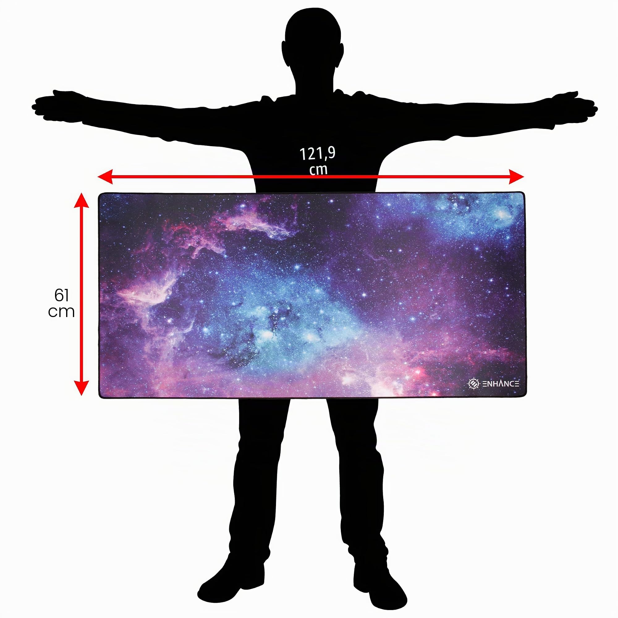 ENHANCE Alfombrilla Ratón Grande XXXL Súper Gigante para Mouse (122cm x 61cm) - para Escritorio de Oficina en Casa, Alfombrilla Gaming de Mesa Extendida con Agarre de Goma Antideslizante - Galaxy