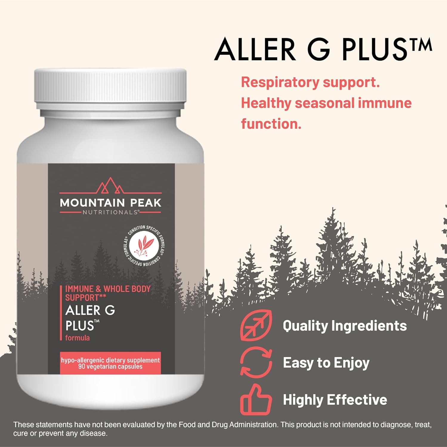 Mountain Peak Nutritionals Aller G Plus - Respiratory, Sinus, & Seasonal Allergy Support - w/Bromelain & Stinging Nettle - Promotes Healthy Immune Function (90 Vegetarian Capsules)