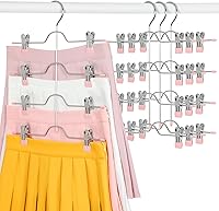Vista 9 de TOPIA HANGER Perchas metálicas de 4 niveles para faldas para mujer, ahorran espacio con clips ajustables, ganan un 70% más de espacio, agarre