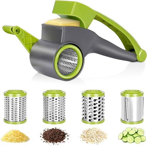 Miniatura 1 de Almcmy Cortador de mandolina para cocina, cortador de alimentos de mandolina ajustable de acero inoxidable con guantes resistentes a cortes, picador