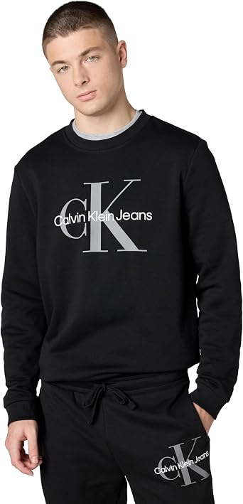 Calvin Klein Mens Monogram Logo Crewneck Sweatshirt