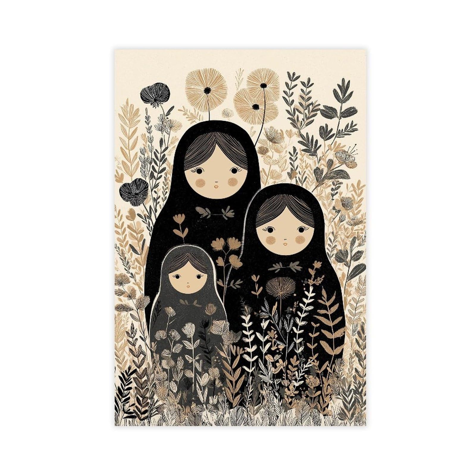 YWTJAX Neutral Matryoshka Doll Poster Canvas Poster for Bedroom Decor Gift