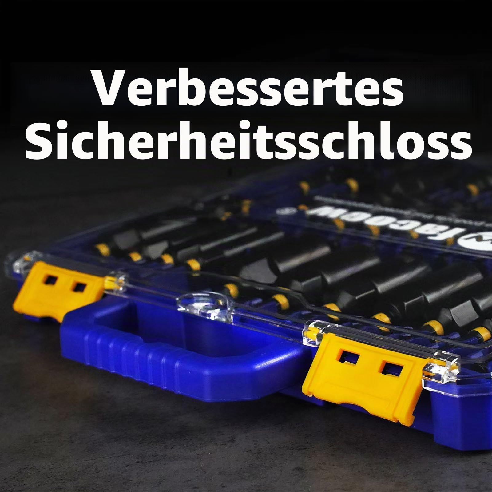 Facoow 55-teiliger Schlag-Steckschlüsselsatz mit magnetischen Aufsätzen, Premium-Tiefeinsätzen, Flügelmuttern, 1/4" Schnellwechsel, Verlängerung, S2-Bits, schwenkbar