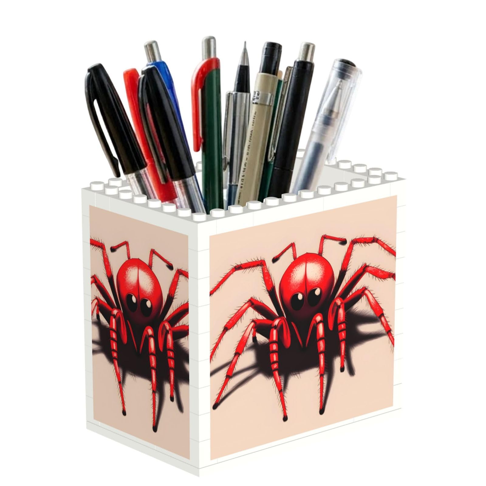 SXZVVBN Cute little red spider Building Block Desk Tidy ABS Organiser