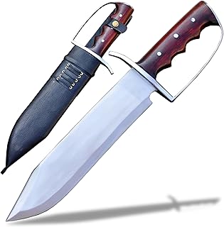 D-Guard Hand Forged Bowie Knife with Leather Scabbard-12 inches Long Blade-Full tang-Hunting, camping, Survival tactical knife-large knife - THE NEPAL