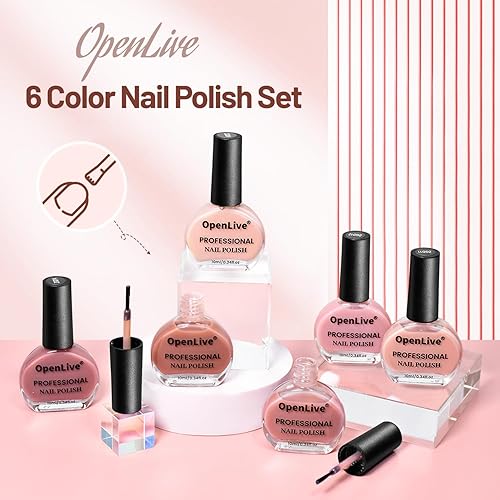 Miniatura 58 de Juego de esmaltes de uñas con purpurina de 0.3 fl oz, 6 colores con purpurina, rojo, rosa, blanco, juego de esmalte de uñas para arte de uñas
