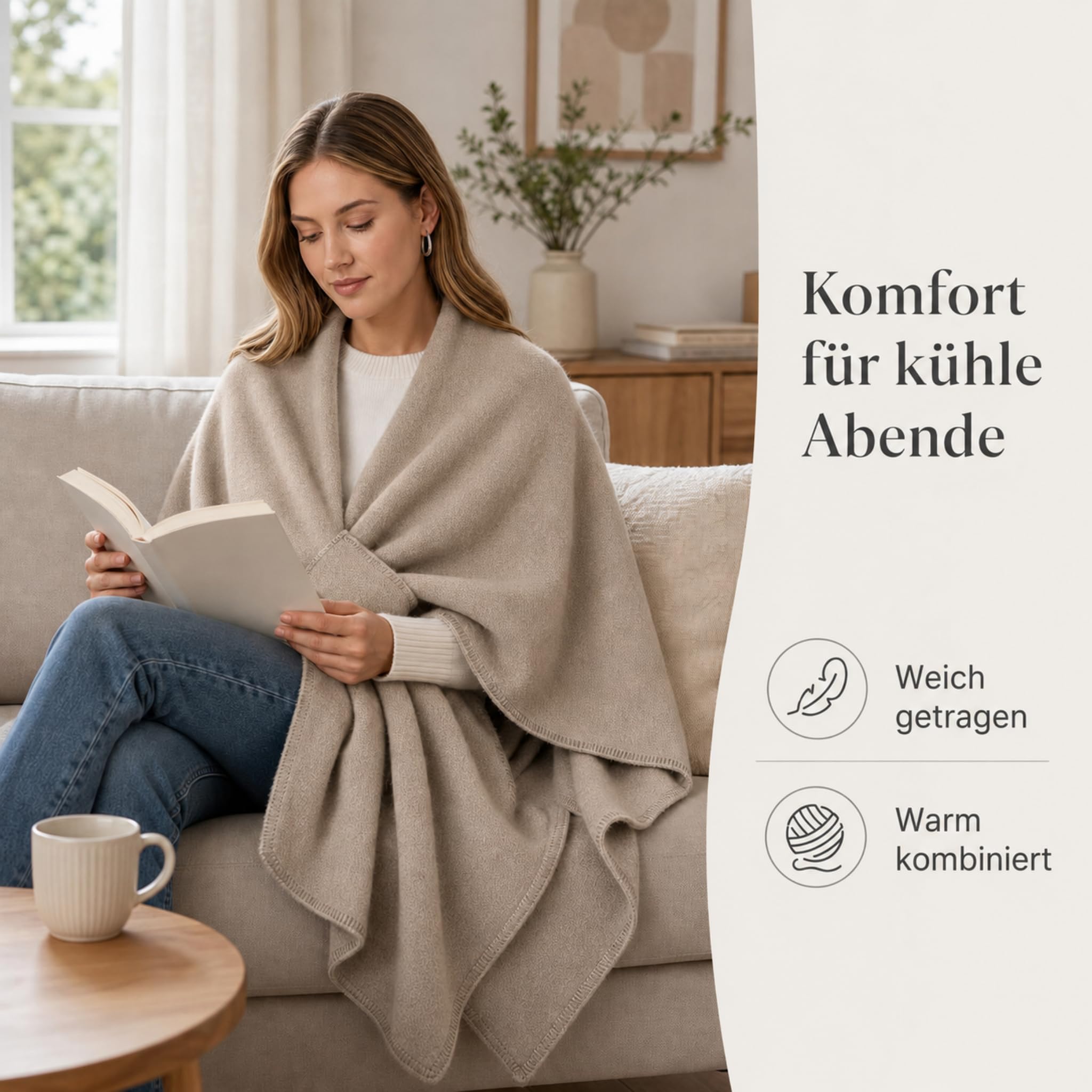 Alpenfaser Langer Poncho Schal mit Schlaufe für Herbst und Winter | Poncho Damen und Strick Ponchos & Capes für Damen mit weichem Tragegefühl, elegantem Fall und vielseitigem Styling.