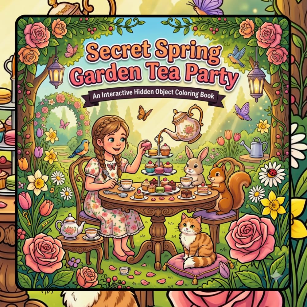 Secret Spring Garden Tea Party: An Interactive Hidden Object Coloring Book