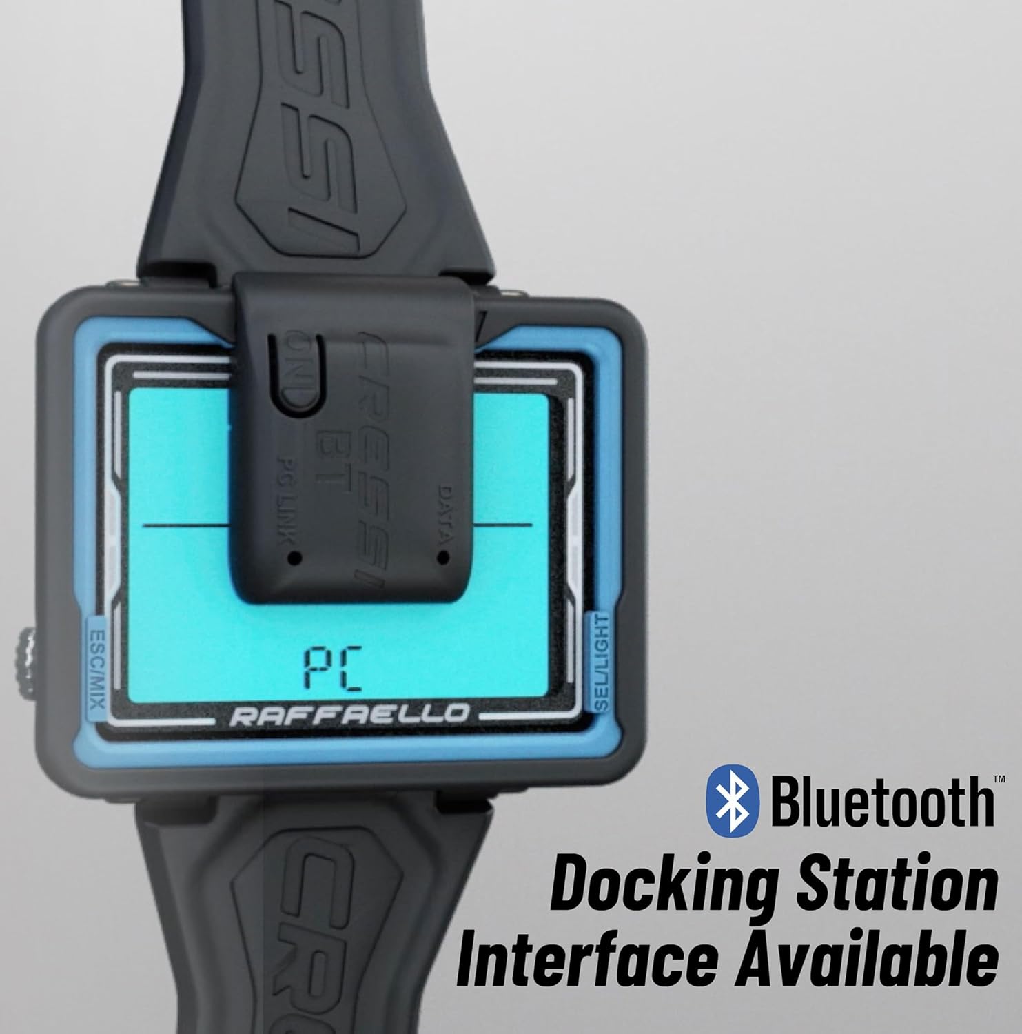 Cressi Raffaello Diving Computer showing Bluetooth docking station interface