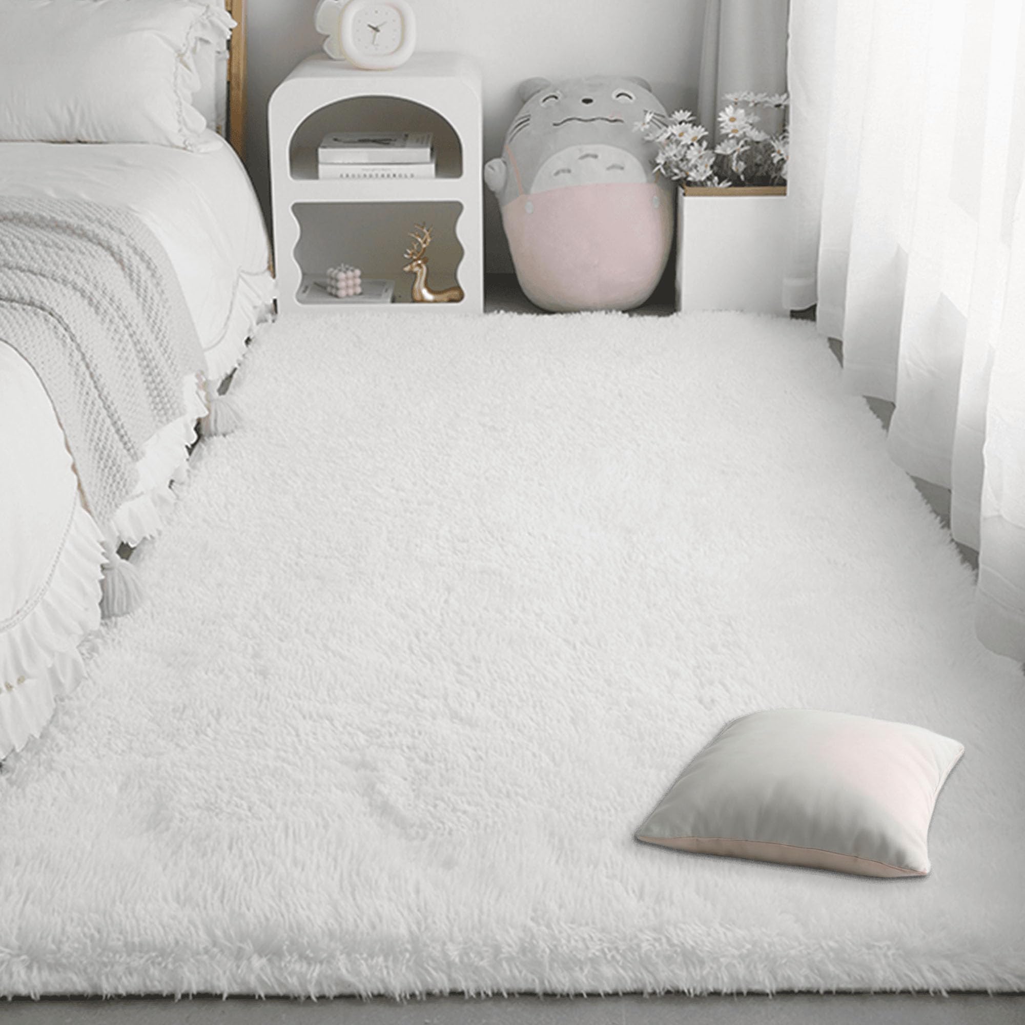 Tapis blanc 170x330 cm haut de gamme carpette douce pour chambre
