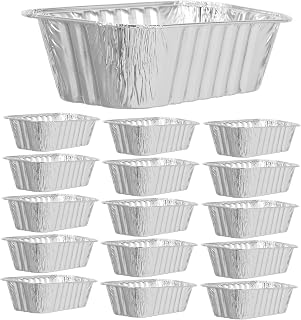 LIFKOME 50pcs Aluminum Foil Loaf Pans Tube Pans for Baking Light Compact Easy to Carry Store for Bread Cake Cookie Baking