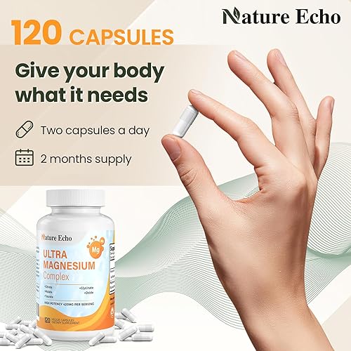 Miniatura 5 de Suplemento de magnesio 6 en 1 420 mg 5 formas de mg glicinato, malato y más complejo de magnesio con B6 para apoyar el alivio del estrés, salud