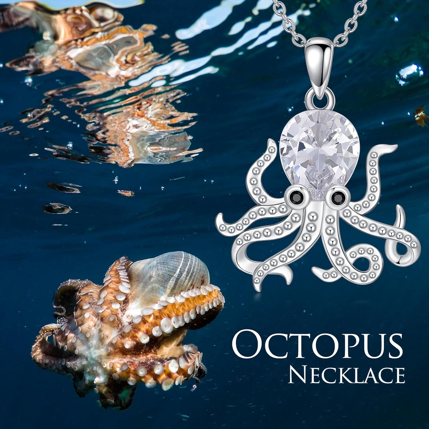 LONAGO Octopus Necklace Sterling Silver Ocean Octopus Pendant Necklace for Women - Image 5