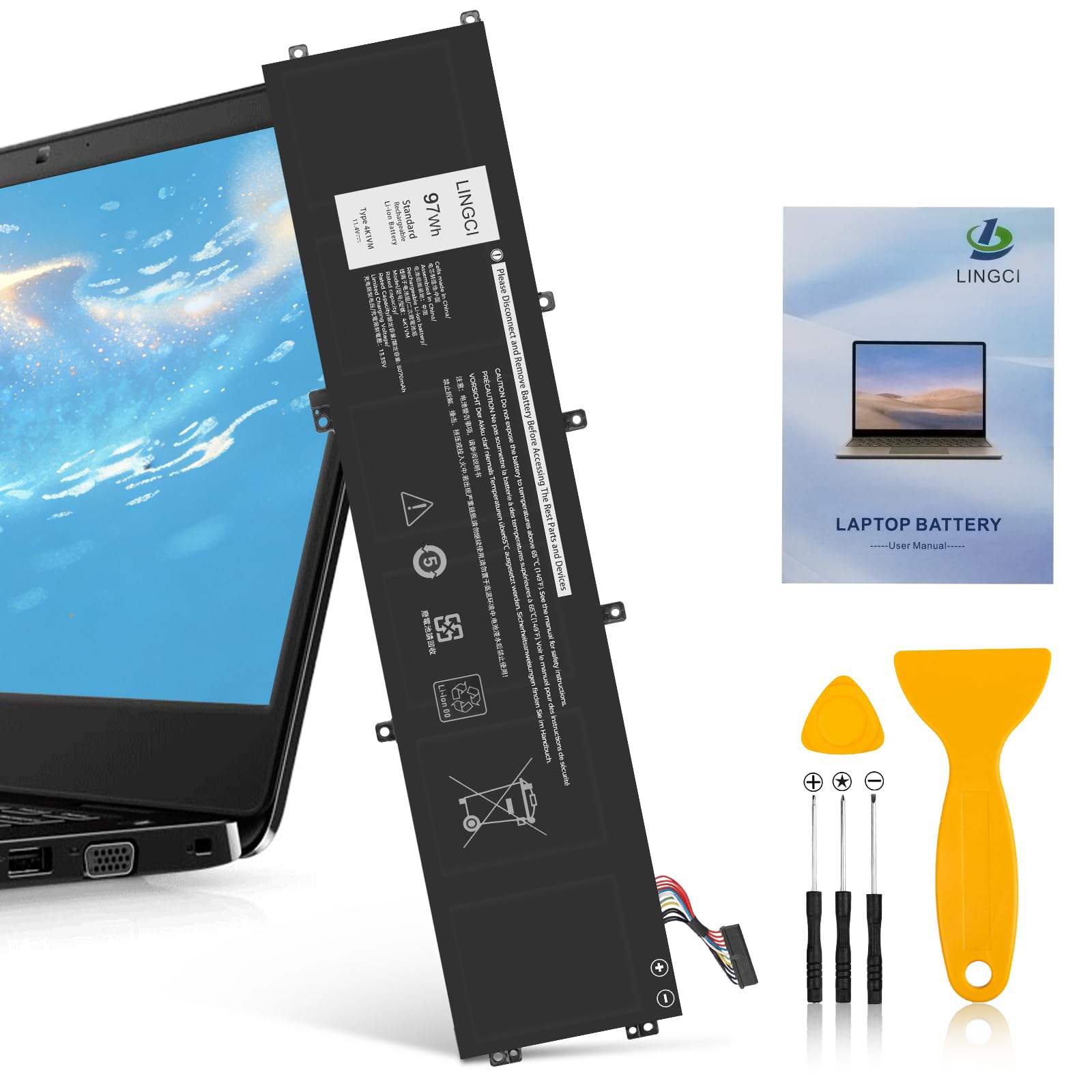 4K1VM Battery Replacement for Dell Inspiron 7500 7501 7700 Precision 5540 vostro 7500 g7 17 7700 XPS 15 9560 9570 7590 Precision 5520 5530 5540 Series W62W6 9TM7D XYCW0 NYD3W 97Wh