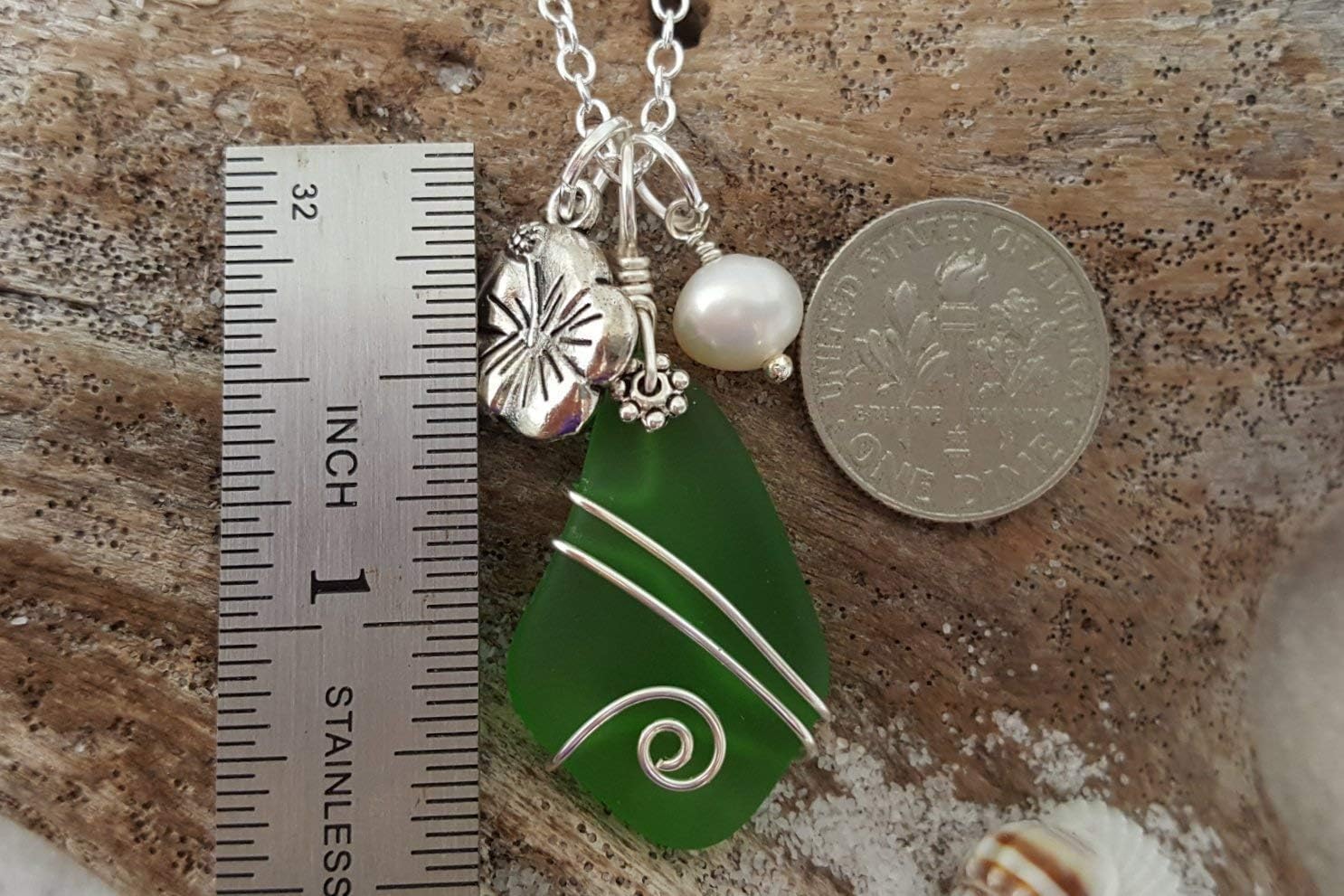 Sea Glass Necklace, Hawaiian Jewelry For Women, Wire Wrapped Sea Glass Necklace, Unique Birthday Gift