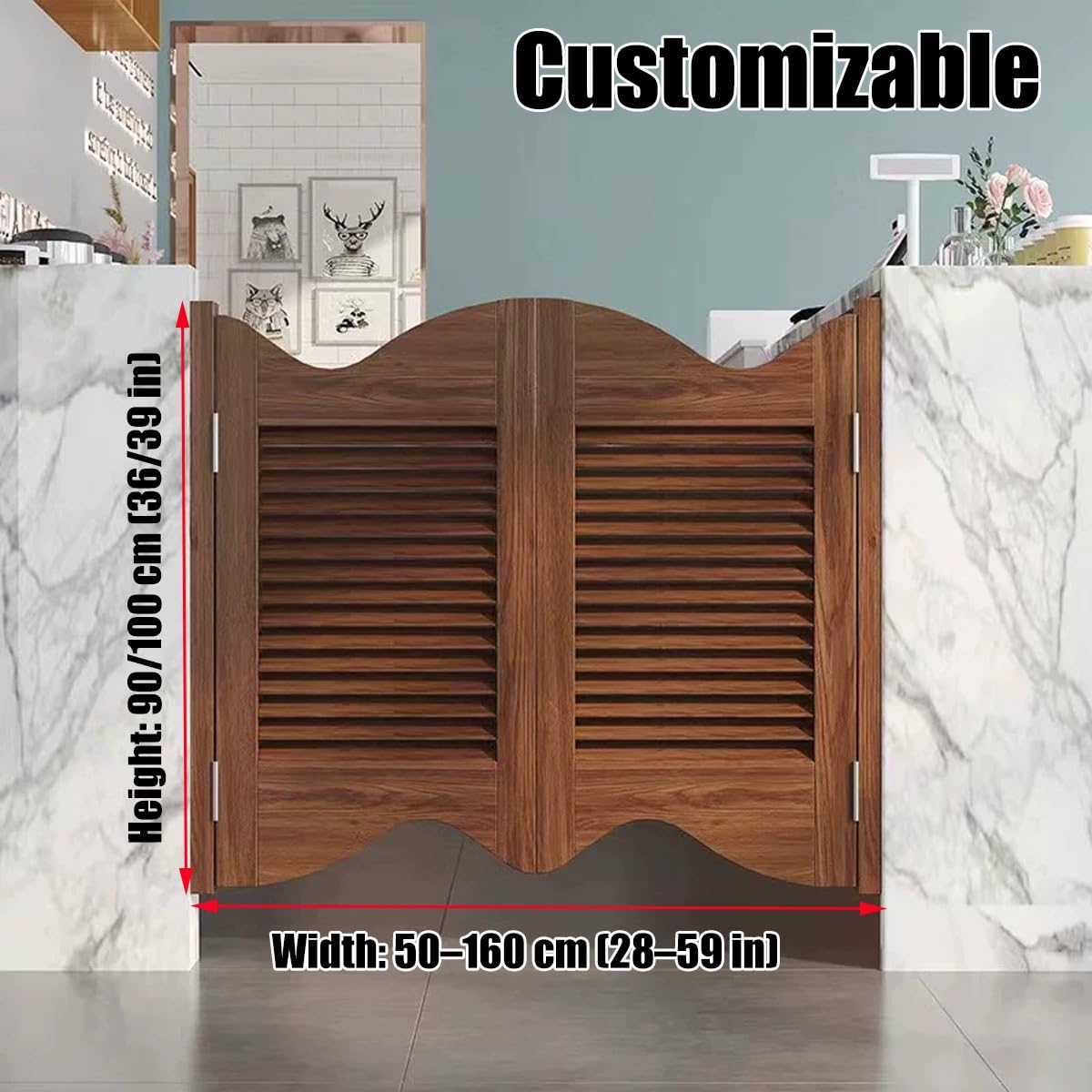 Puerta Batiente, Puerta Oscilante para Cafetería, Puertas Interior Madera Maciza，puertas Vaiven para Entrada, Cocina, Salón, Oficina 60cm 80cm 90cm 100cm Cierre Automático