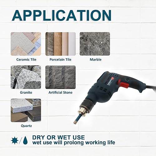 Miniatura 4 de MINLAYCUT - Juego de brocas para azulejos de porcelana, 6, 6, 6, 8 y 0.394 in, broca de núcleo de sierra con vástago triangular para azulejos de