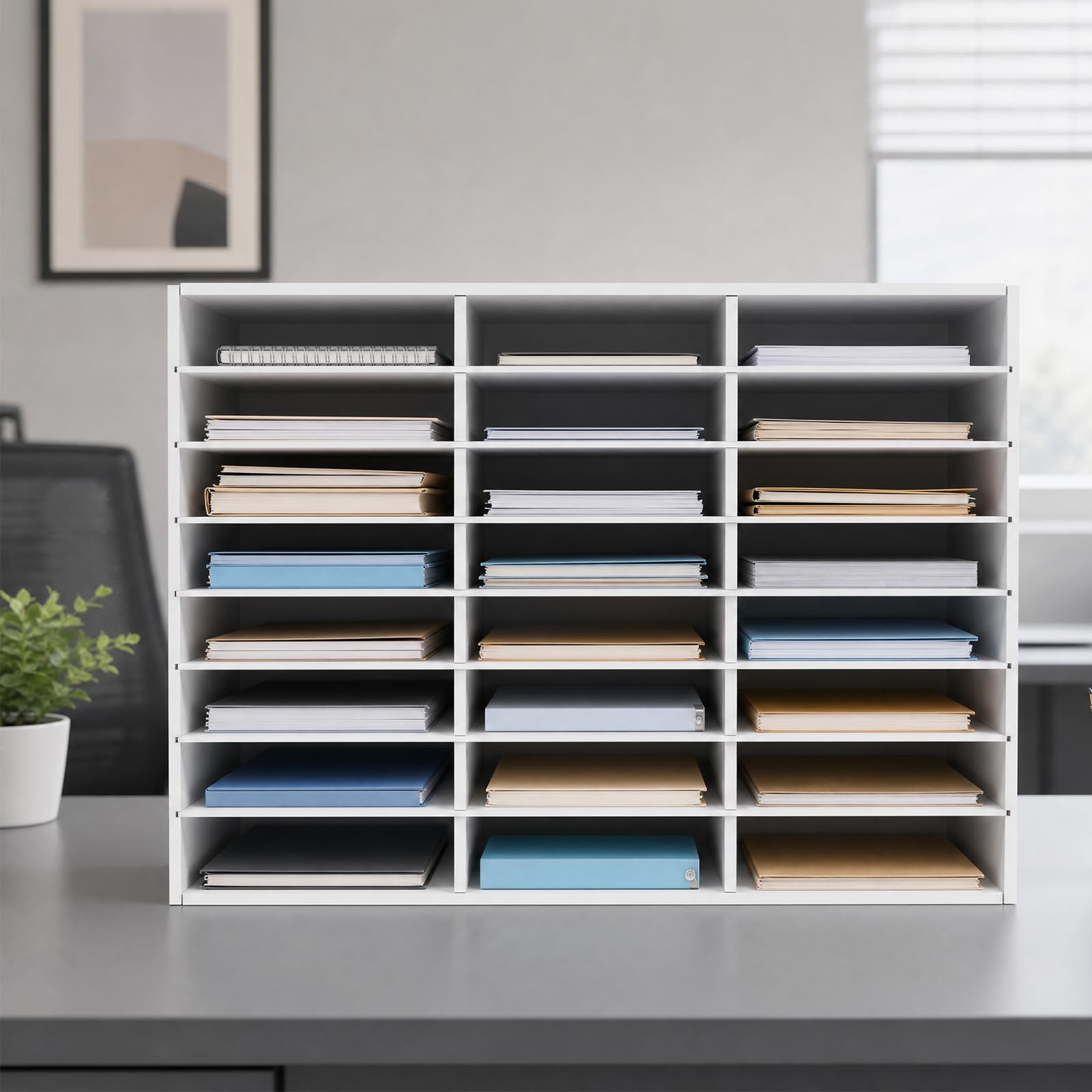 Organizer per letteratura a 24 scomparti, portadocumenti, fino a 60 kg, con