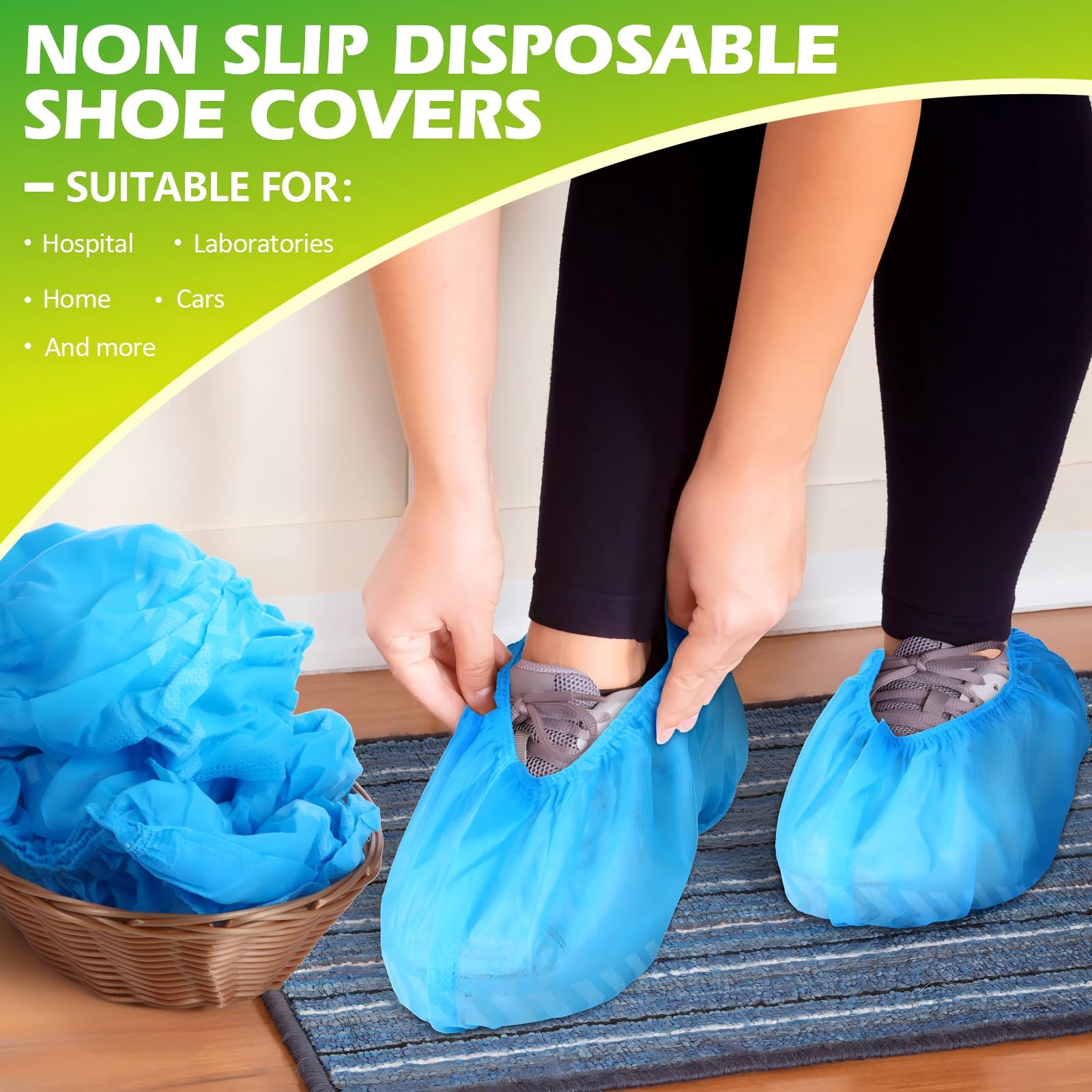 Leumoi 500 fundas desechables para zapatos de botas, antideslizantes, grandes, duraderas, no tejidas, para interiores, hogar, suelos y zapatos, talla única, color azul