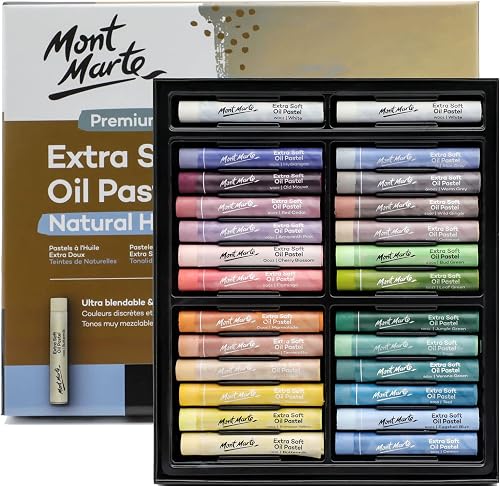 MONT MARTE Extra Soft Oil Pastels Natural Hues Premium 26pc, Assorted Natural Colors, Vibrant and Buttery, Versatile Art Pastels for Blending, layering & Shading, Ideal for Coloring and Sketching