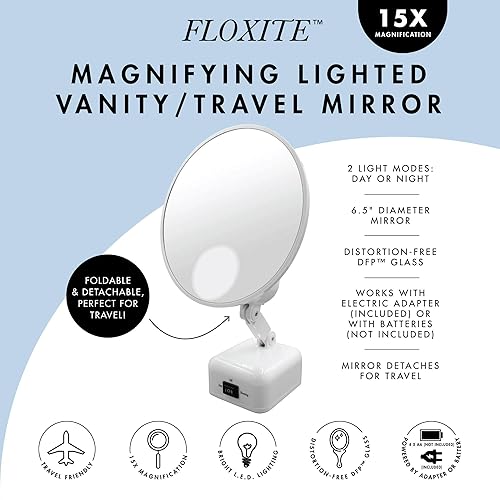 Miniatura 3 de Espejo Floxite con 15 x de aumento y luz, color blanco