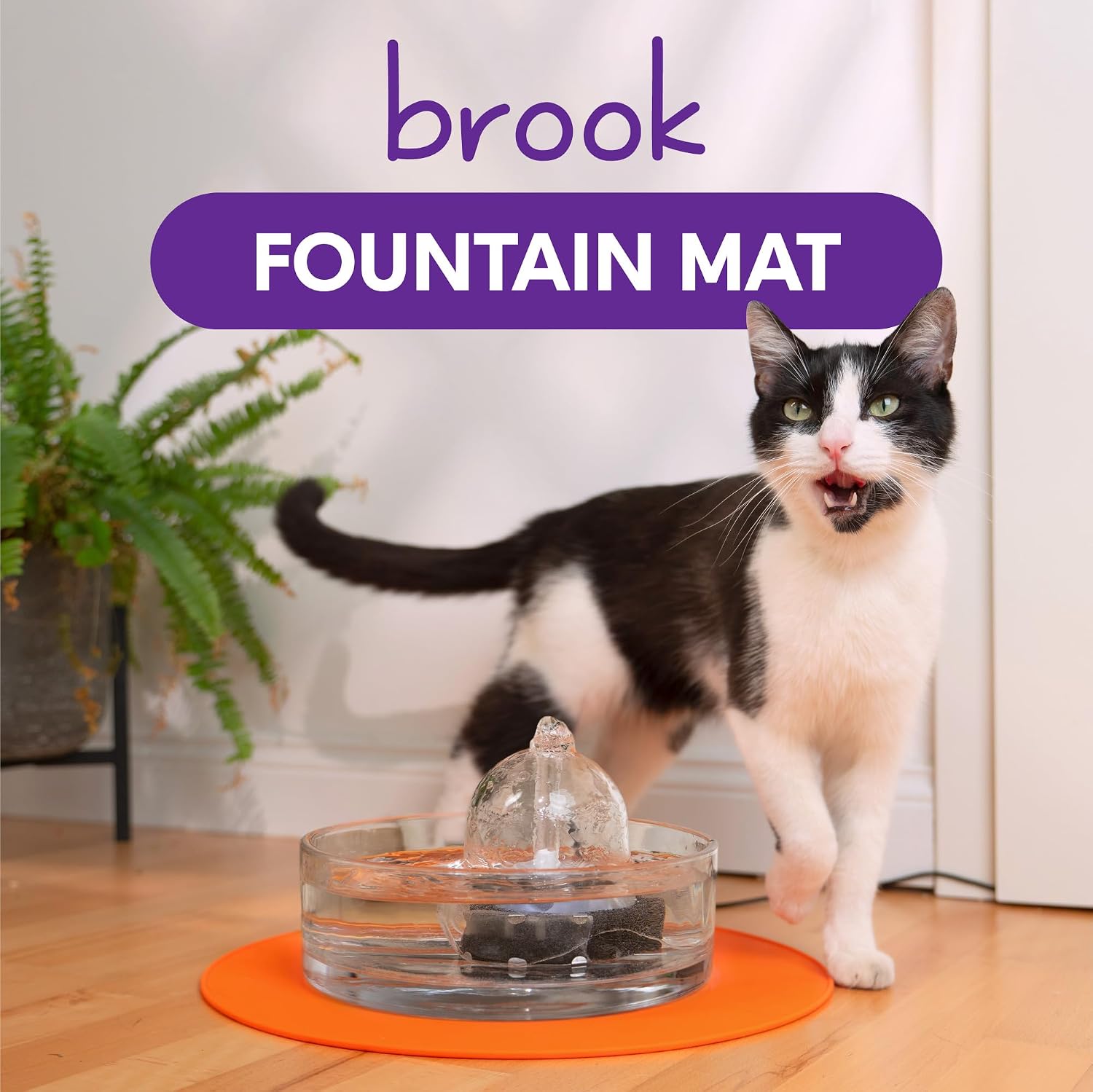 Brook Splash Mat – Silicone Mat for Glass Cat & Dog Fountains, Teal | Food-grade silicone, lip catches drips and spills, protects floor and carpet, non-slip, fits Brook pet water fountain & stand