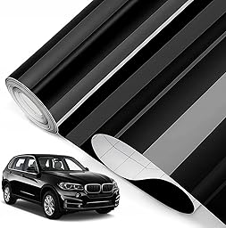 30x150 cm Pellicola Wrapping Nero Lucido, Permanente Vinile Adesivo, Senza Bolle Pellicola Adesiva per Auto, Rotolo Vinile Adesivo per Strisce Decorative Fai Da Te Pellicola Protettiva per Auto e Moto