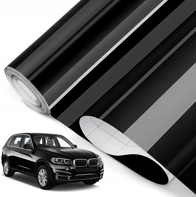 30x150 cm Pellicola Wrapping Nero Lucido, Permanente Vinile Adesivo, Senza Bolle Pellicola Adesiva per Auto, Rotolo Vinile Adesivo per Strisce Decorative Fai Da Te Pellicola Protettiva per Auto e Moto