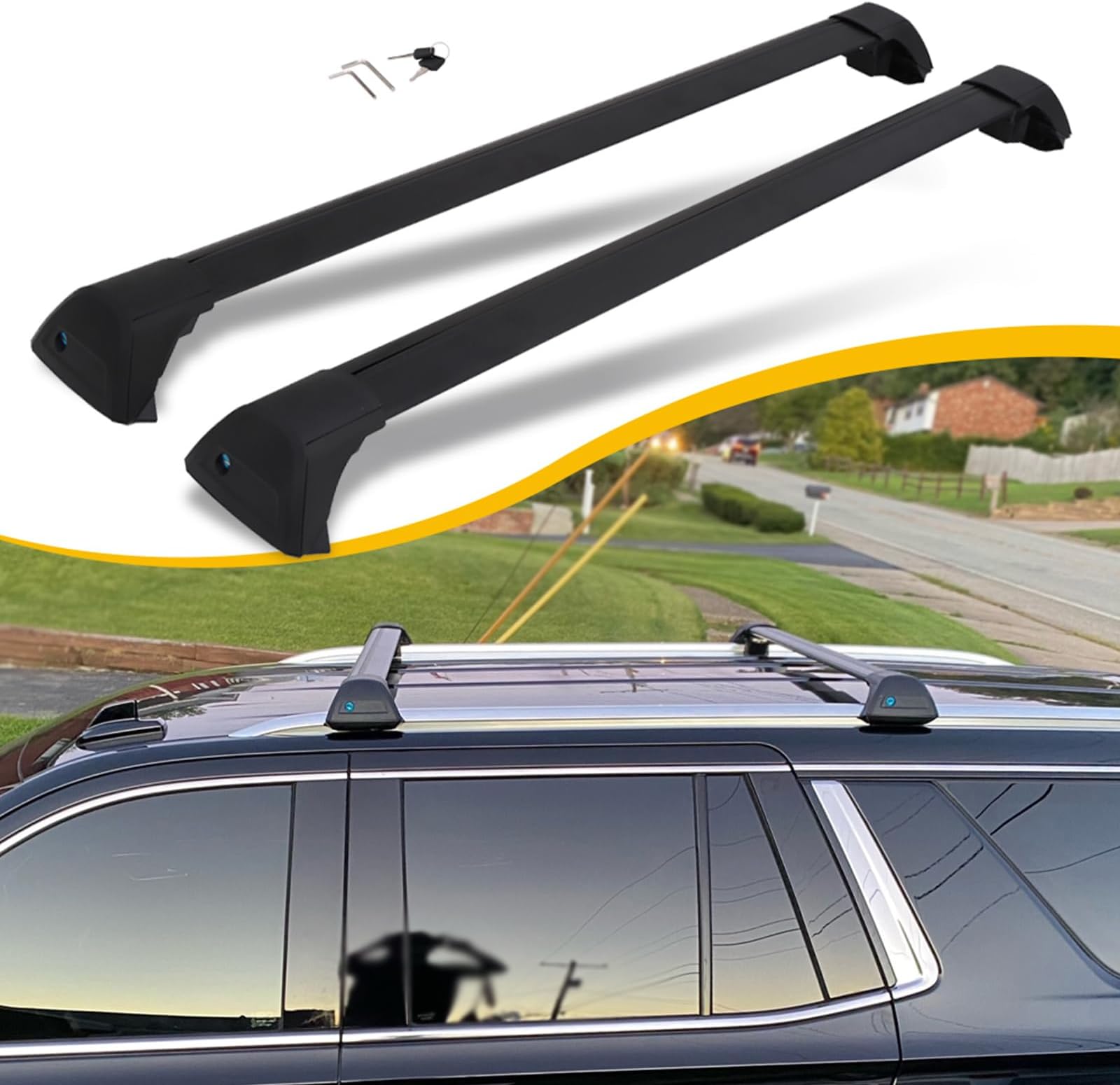 EZREXPM Lockable Cross Bars Roof Rack Fit for 2021 2022 2023 Chevrolet Tahoe, GMC Yukon & Yukon