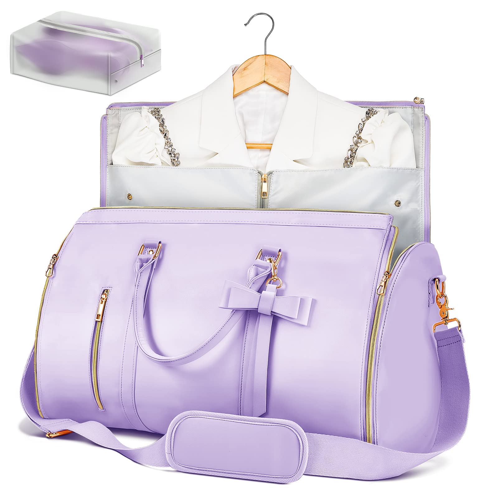 Garment Bags for Travel for Women, Stylish Garment Duffle Bag, Convertible & Foldable 2 in 1 PU Suit Bag For Hanging Clothes, Business Trip Bag With