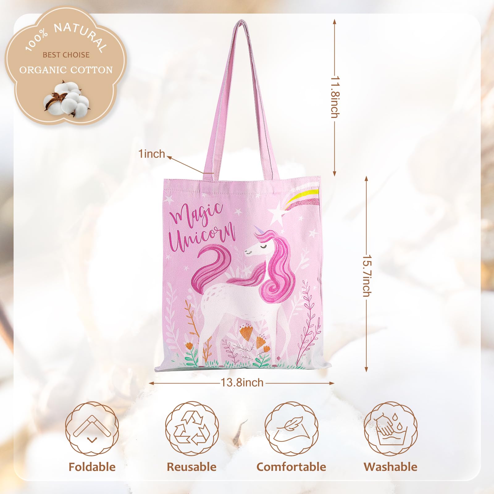 Loveinside Canvas Tote Bag for Women Girls, Grocery Shopping Bag, Reusable Shoulder Tote Bag, Goodie Bag for Wrap Storage