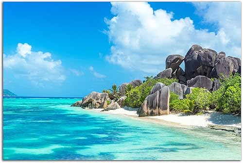 Startonight Arte de pared de vidrio - Decoración de playa caribeña - Arte de vidrio acrílico templado 24 x 36 pulgadas