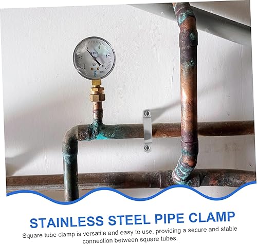 Miniatura 3 de NUOBESTY Abrazadera de tubo cuadrada de acero inoxidable Soporte de soporte en U engrosado para montaje en tubería Valla resistente y soporte de