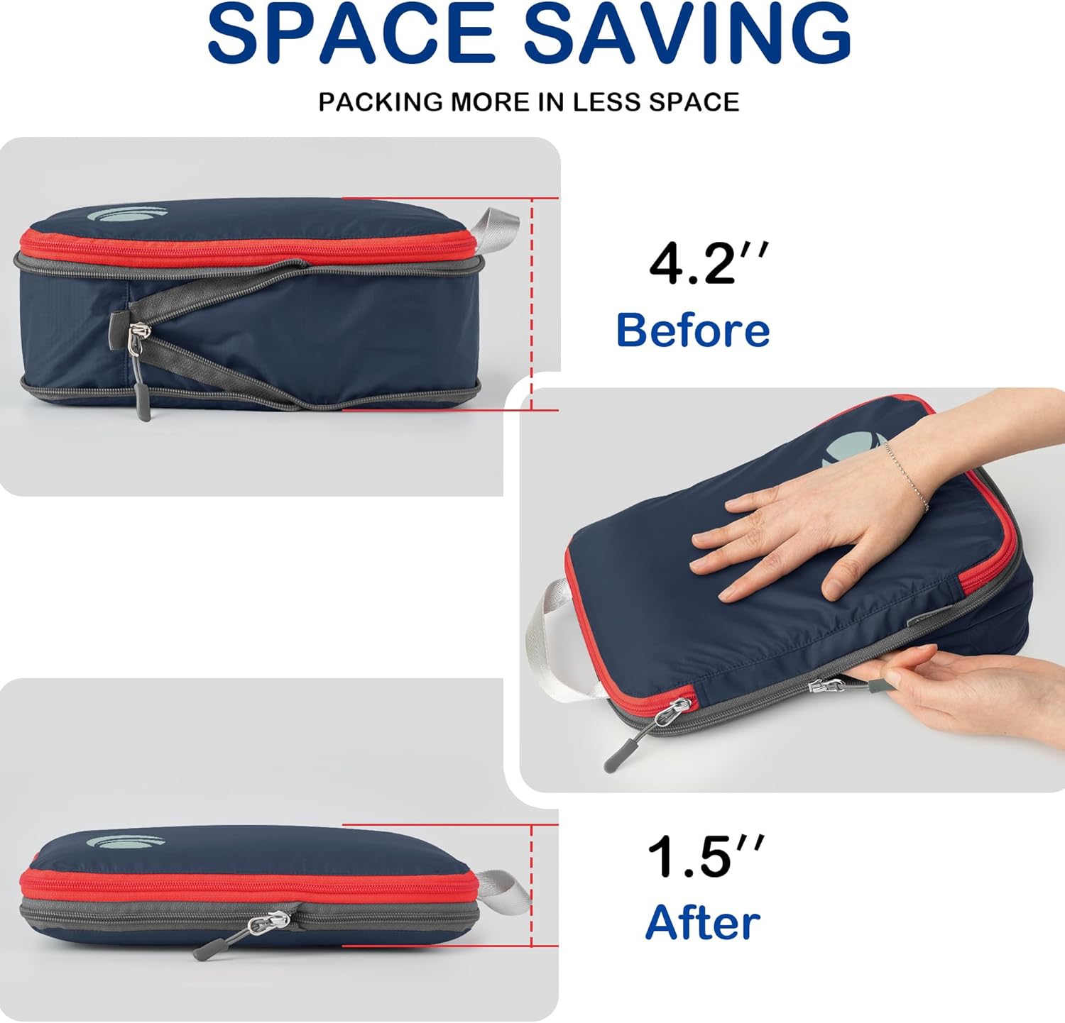 Cipway Compression Packing Cubes, Ultralight Luggage Organizer Bags, Travel Essentials for Carry on Suitcase (3 Piece,Blue) - Image 3