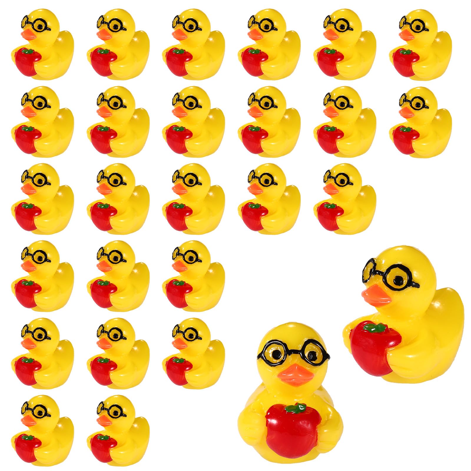 Lyreh 25pcs Back to School Resin Ducks, Mini Tiny Duck (Apple Style) — image 1