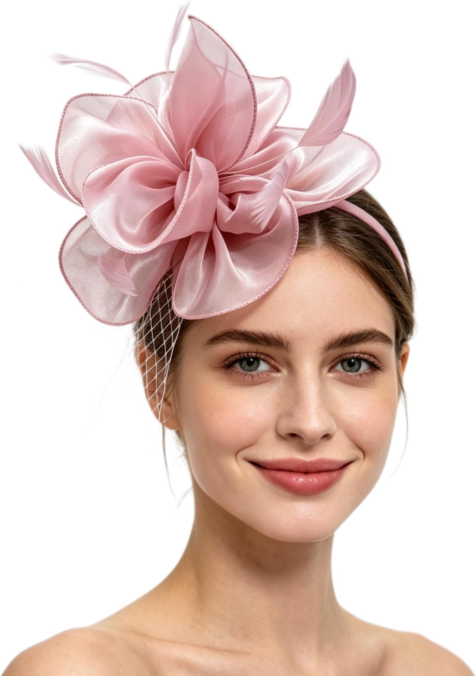 Women's Fascinators Feathers Tea Party Hat Veil Headband with Hair Clip for Cocktail Church