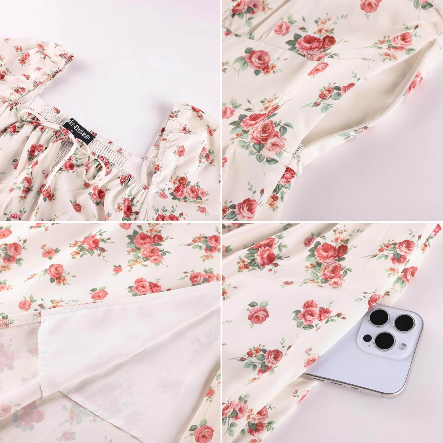 Scarlet Darkness Women's Floral Corset Dress with Split 2026 Summer Spring Square Neck Midi Milkmaid Dresses
