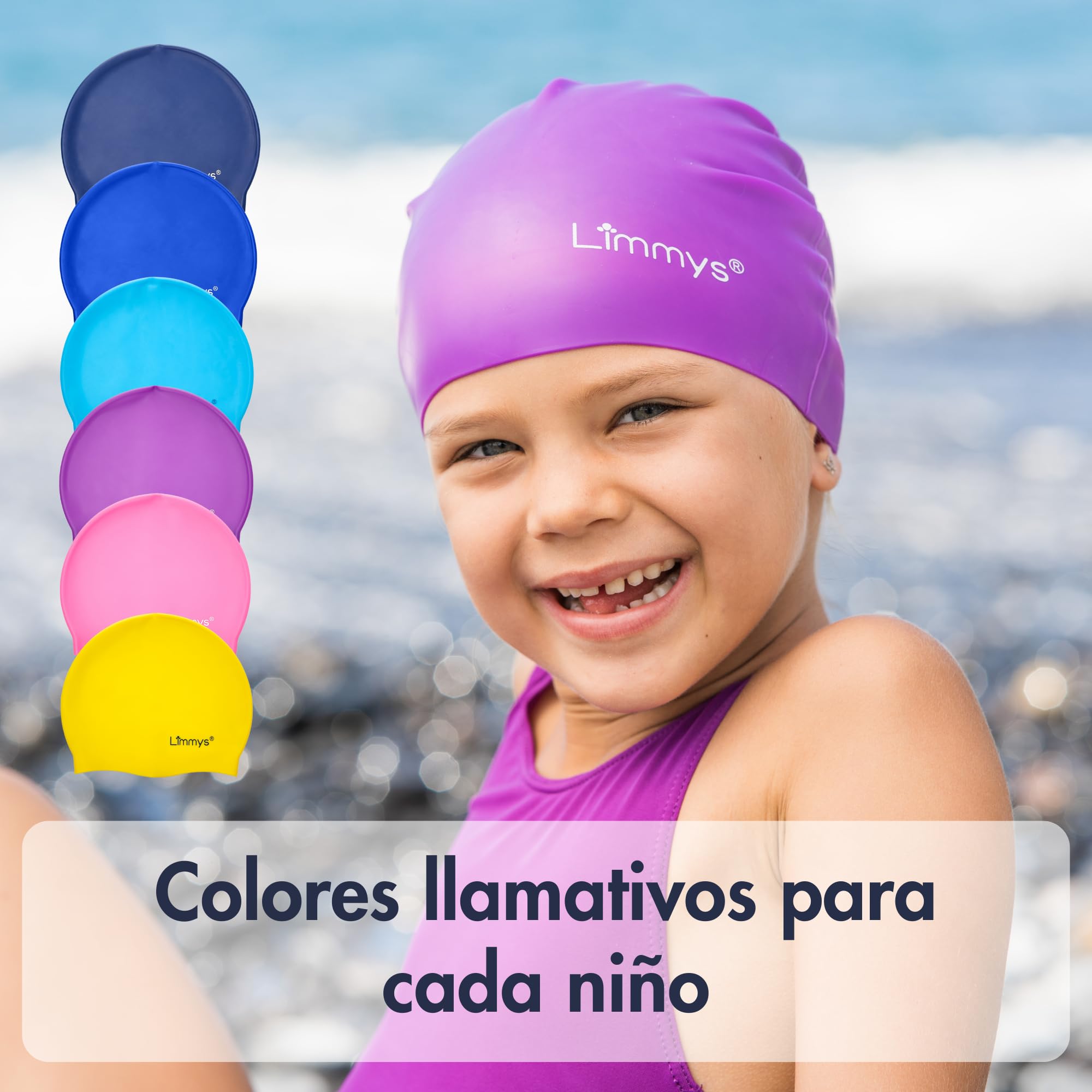 Limmys Gorro de Silicona para Niños Suave Elástico Antideslizante Flexible Protección de Oídos Sin Látex