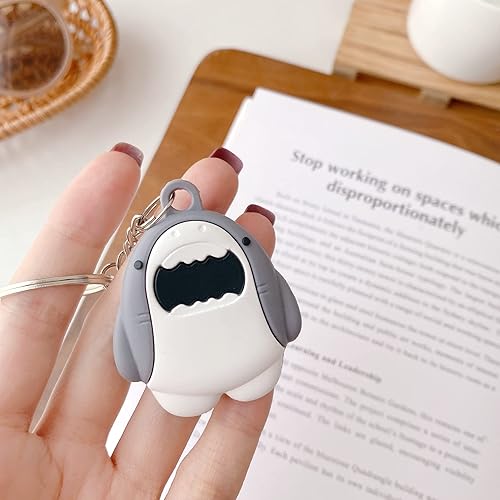 Miniatura 2 de Yatchen Bonita funda de silicona para AirTag Finder, diseño de tiburón de dibujos animados 3D antiarañazos con llavero rastreador Bluetooth funda
