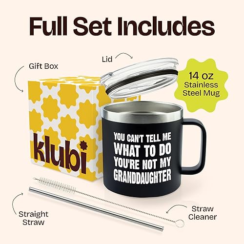 Miniatura 3 de KLUBI You Can't Tell Me What To Do You're Not My Granddaughter - Regalos de cumpleaños para abuelo de 14 onzas para abuelo, regalo para abuelo, el