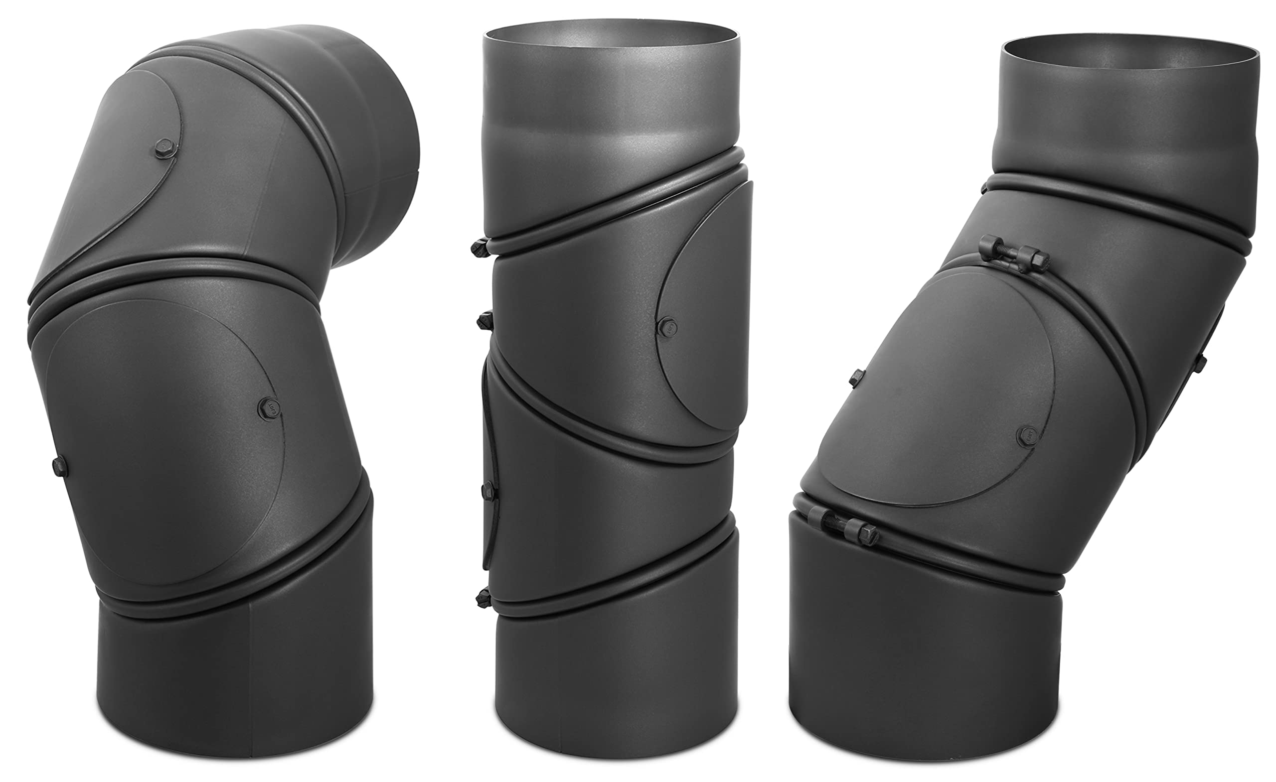 LANZZAS Ofenrohr Multibogen - Ø 150 mm - Farbe: gussgrau | Rauchrohr 4-fach Bogen 0° - 135° mit Tür