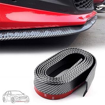 Detachi Carbon Finish Front Bumper Lip Stickon 1.5x8/ Car Body Kit Bumper Lip Side Skirt Compatible with All Cars