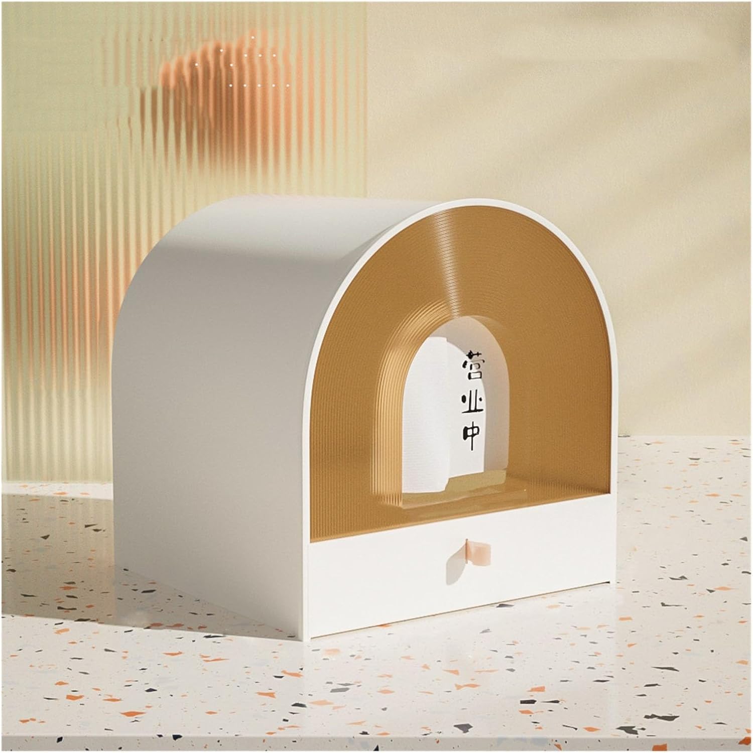 Litterbox Fully Enclosed Cat Litter Box with Scoop, Hooded Cat Litter House with Drawer Type Tray, Portable Pet Toilet with Large Space Cat Litter Tray(Orange)