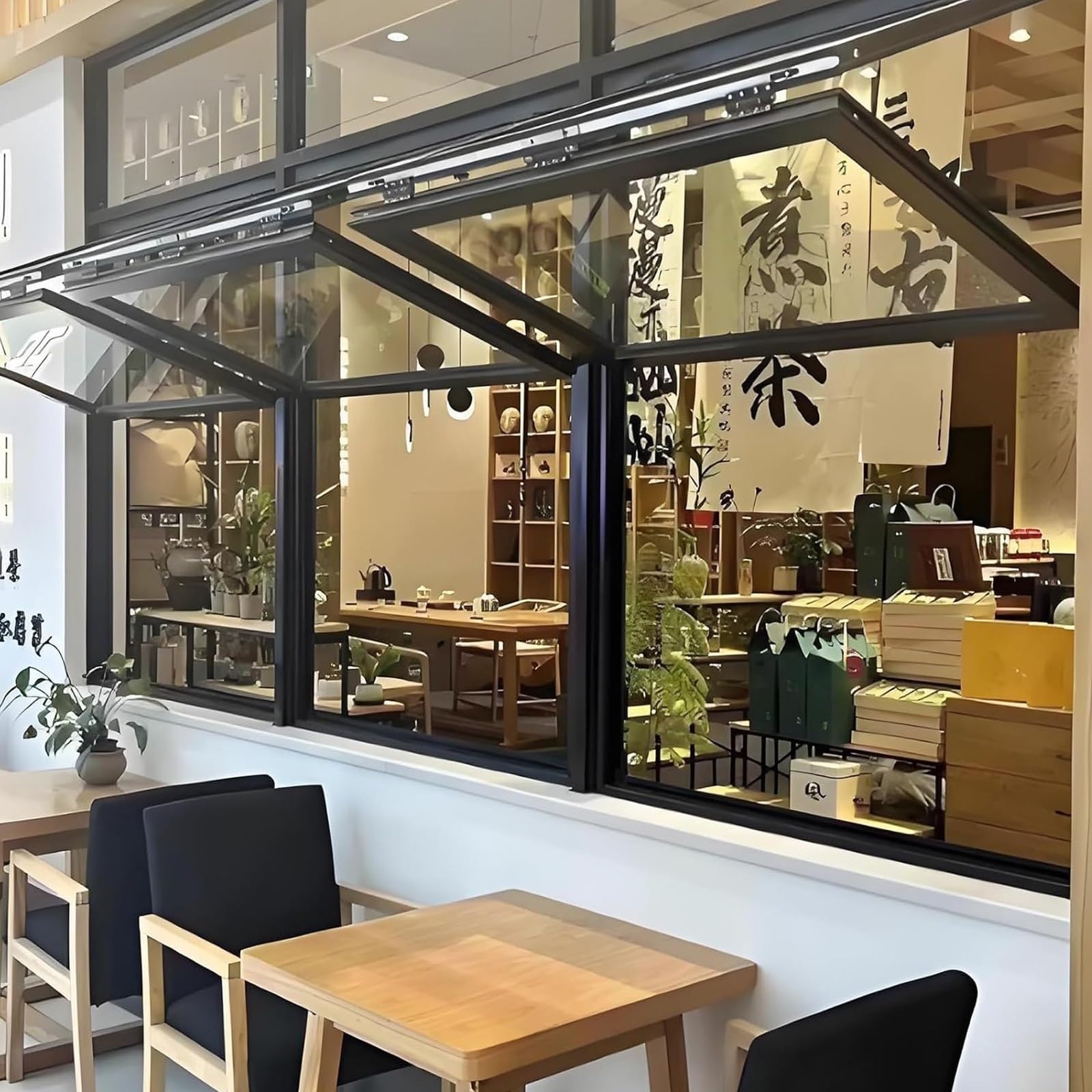 Fenêtre de Concession À Cadre en Aluminium, Fenêtre Coulissante Pliable avec Verre Trempé, pour Food Truck, Kiosque de Vente, Cuisine D'entreprise(38x46in/96x117cm)