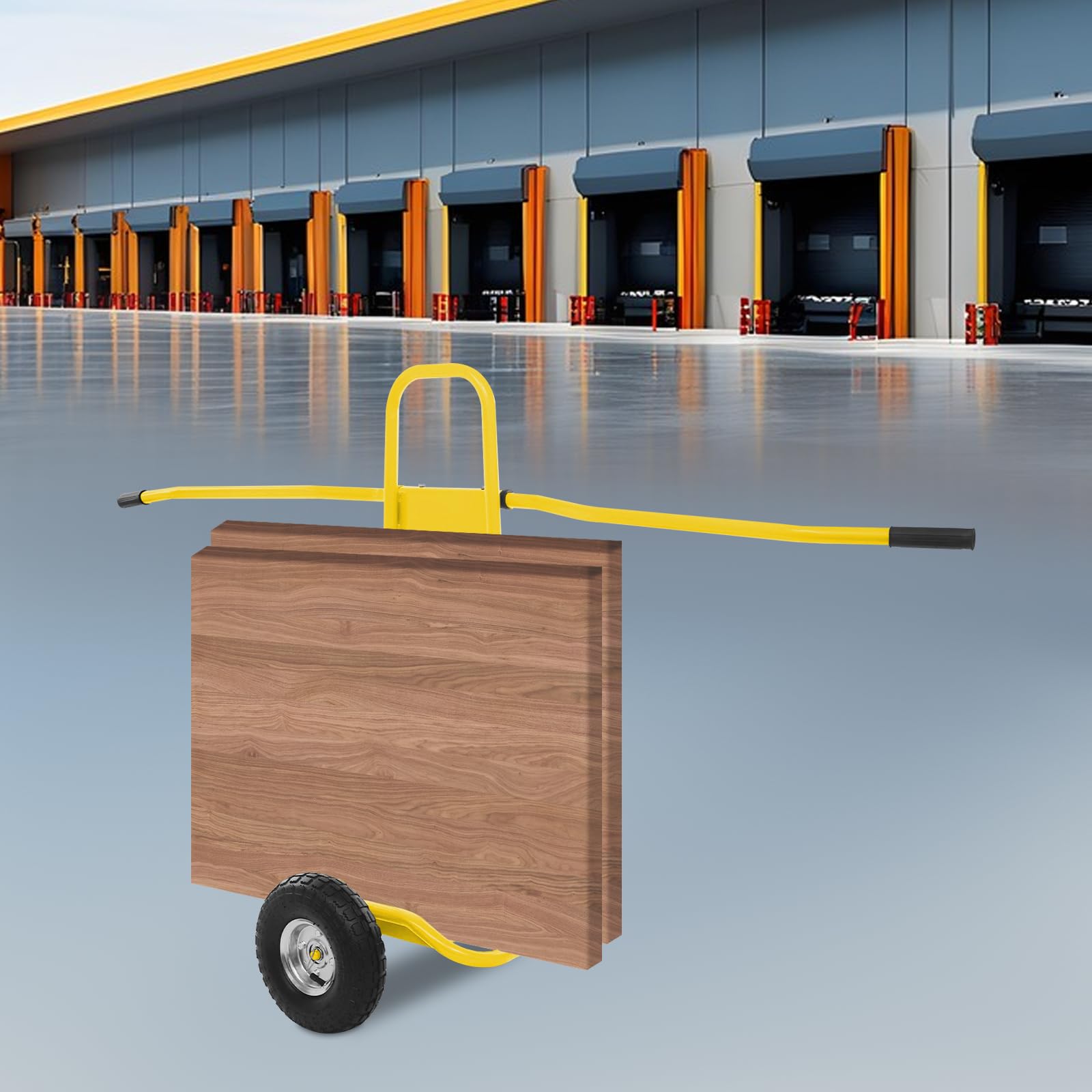 Wózek panelowy do płyt gipsowo-kartonowych i płyt drewnianych, nośność 220 kg, duży wózek z dwustronnymi uchwytami i dużymi kółkami (26 cm), idealny do suchej zabudowy, renowacji, magazynu, placu