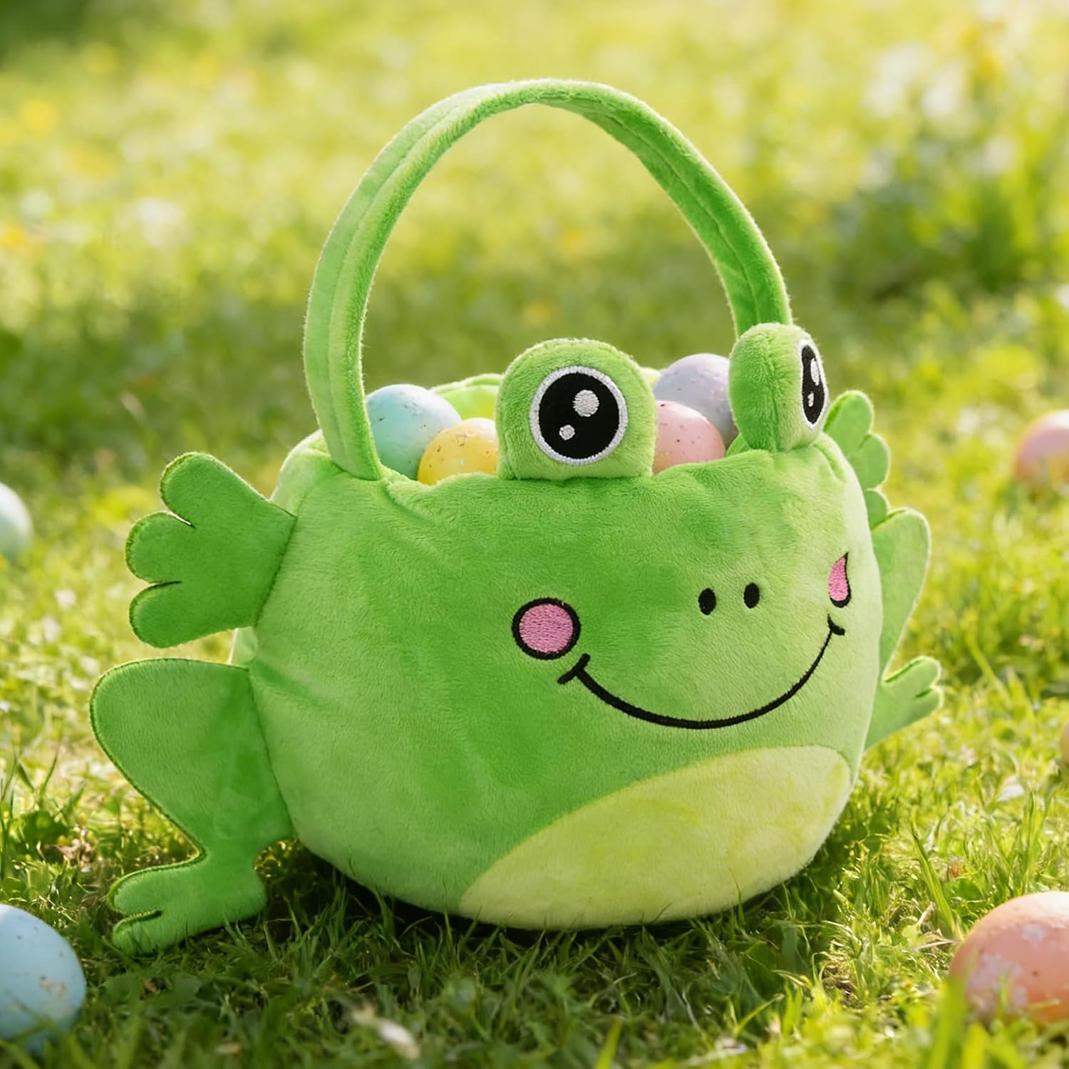 Personalized 3D Frog Halloween Basket – Custom Embroidered Name, Soft Frog Trick or Treat Bag, Perfect Candy & Gift Bucket for Easter, Halloween & Birthday