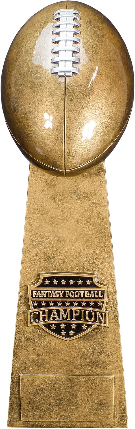Decade Awards Fantasy Football Champion Trophy, Silver or Gold - FFL Tower Award - Custom Engraved Plate on Request (11.5 or 16 Inch Tall)